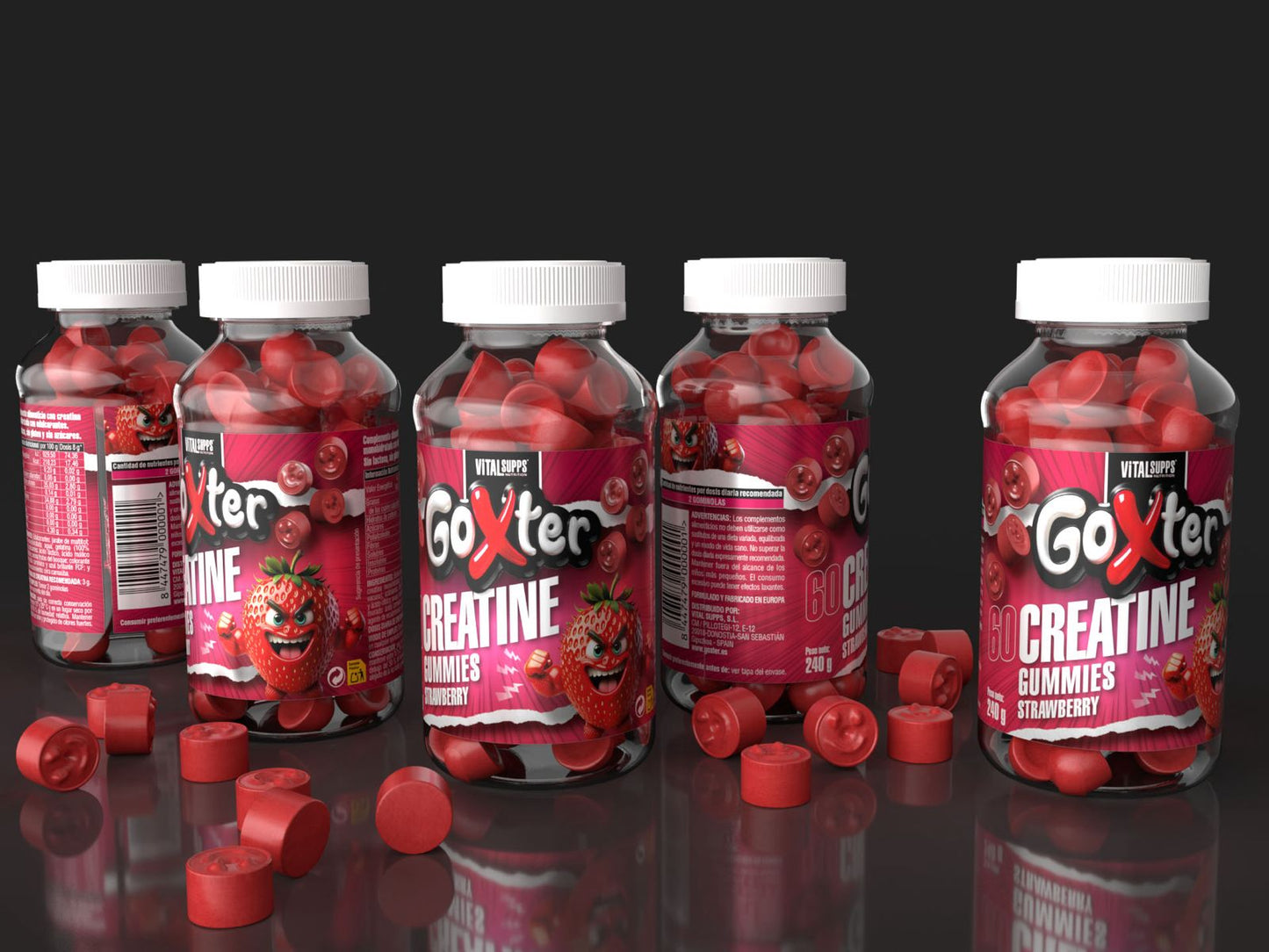 GOMINOLAS CREATINA SABOR FRESA ÁCIDA (SIN AZÚCAR)