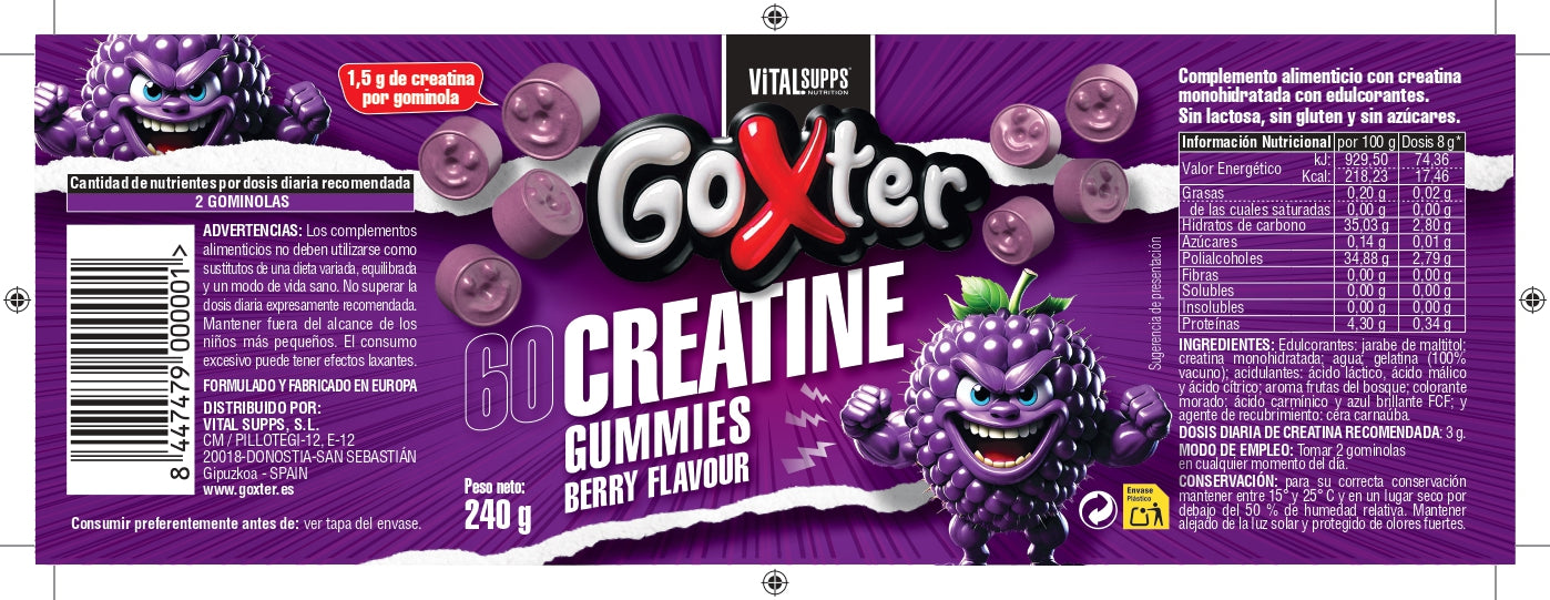 GOMINOLAS DE CREATINA SABOR FRUTOS DEL BOSQUE (SIN AZÚCAR)