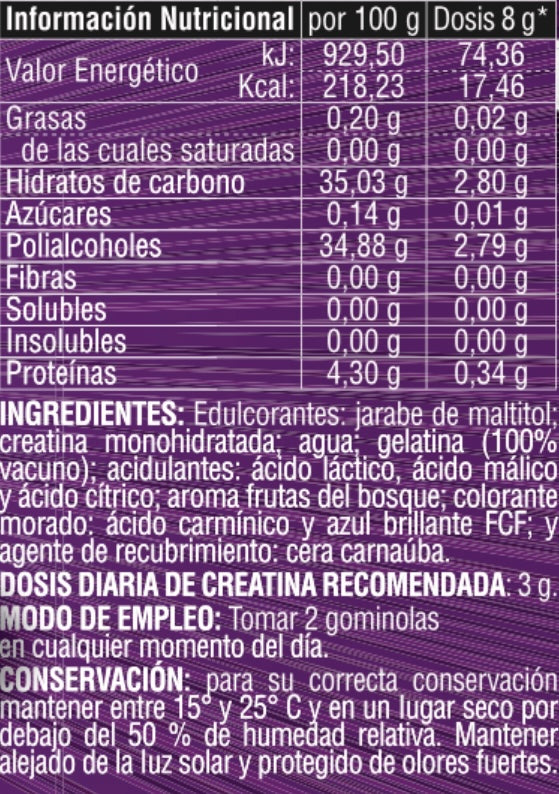 GOMINOLAS DE CREATINA SABOR FRUTOS DEL BOSQUE (SIN AZÚCAR)
